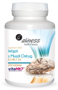 Wapń z muszli ostryg - Zawiera K2 MK7 i D3, 100 tabletek - ALINESS