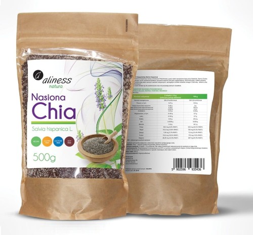 Nasiona Chia Salvia hispanica 500 g - Błonnik, żelazo, omega 3  - ALINESS.jpg