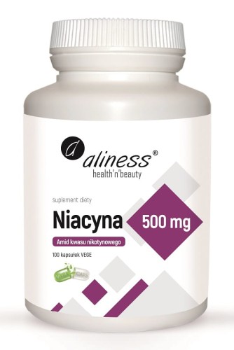 Niacyna, Amid kwasu nikotynowego 500 mg - 100 kapsułek Vege - ALINESS.jpg