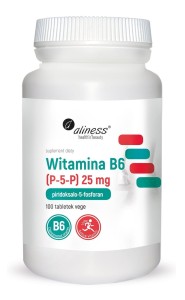 Witamina B6 (P-5-P) 25 mg - Wspomaga układ nerwowy, 100 tabletek Vege - ALINESS