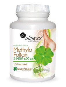 Methylo Folian 5-mthf 600 μg - Wspomaga podczas ciąży, 100 kapsułek Vege - ALINESS