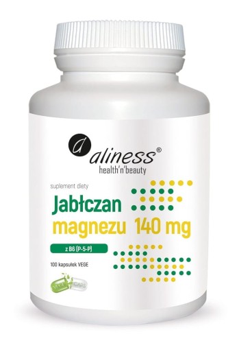 Jabłczan magnezu 140 mg z B6 (P-5-P) - 100 kapsułek Vege - ALINESS.jpg