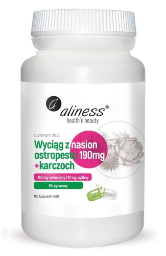 Ekstrakt z nasion ostropestu 190 mg + karczoch - 100 kapsułek Vege - ALINESS.jpg