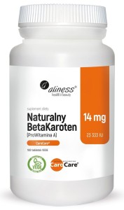 Naturalny BetaKaroten 14 mg (ProWitamina A) - 100 tabletek Vege - ALINESS
