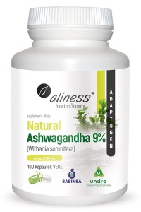 Natural Ashwagandha 580 mg 9% - 100 kapsułek Vege - ALINESS