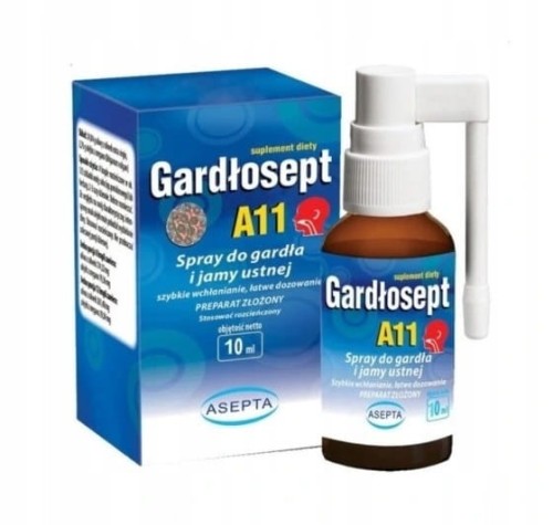 Gardłosept A11, 10 ml - Spray do gardła i jamy ustnej, chroni i nawilża -  ASEPTA.jpg
