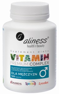 Premium Vitamin Complex dla mężczyzn, 120 tabletek VEGE - Zbilansowany zestaw witamin i minerałów - Aliness