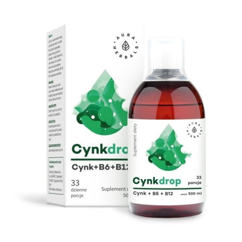 Cynkdrop 500 ml Cynk + witamina B6 + witamina B12 - Wspomaga procesy chemiczne organizmu - AURA HERBALS.jpg
