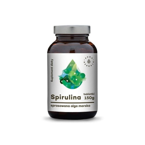 Spirulina 600 tabletek - Sprasowana alga morska, źródło łatwo przyswajalnego żelaza - AURA HERBALS.jpg
