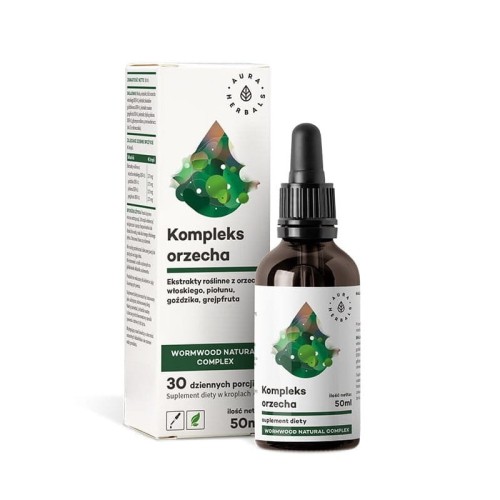 Orzech + Piołun krople, Wormwood Natural Complex 50 ml - Wspomaga przewód pokarmowy - AURA HERBALS.jpg