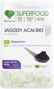 Jagody Acai BIO w proszku - W utrzymaniu prawidłowego widzenia i odporności - BEORGANIC (NM)
