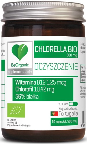 Chlorella BIO 50 kapsułek - Naturallne źródło niezbędnych składników odżywczych, witamin i minerałów - BEORGANIC (NM).jpg