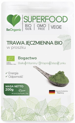 Trawa jęczmienna BIO w proszku - Źródło witaminy C, magnezu, wapnia, żelaza, cynku, białka i błonnika pokarmowego - BEORGANIC (NM).jpg