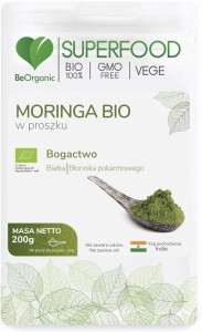 Moringa BIO w proszku - Źródło białka i błonnika pokarmowego - BEORGANIC (NM)