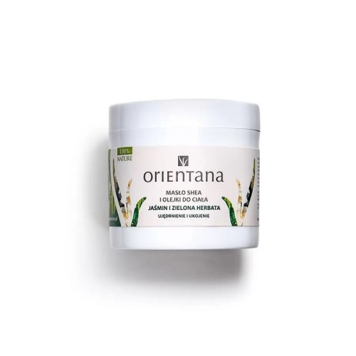 Masło Shea i olejki Jaśmin i Zielona Herbata 100g - Utrzymuje dobre nawilżenie skóry, przywraca jej elastyczność i gładkość - ORIENTANA.jpg
