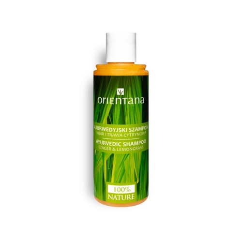 Ajurwedyjski szampon do włosów Imbir i Trawa Cytrynowa 210ml - Zmiękcza i wygładza włosy oraz chroni skórę głowy - ORIENTANA.jpg