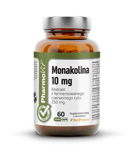 Monakolina 10mg 60 kapsułek - Pomaga w utrzymaniu prawidłowego poziomu cholesterolu we krwi - PHARMOVIT