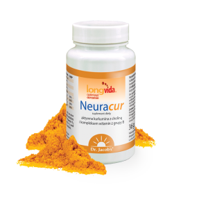 NeuraCur - aktywna kurkumina Longvida, cholina i witaminy z grupy B - DR. JACOB'S