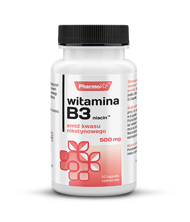 Witamina B3 - niacin Amid kwasu nikotynowego - Pomaga w utrzymaniu prawidłowych funkcji psychologicznych - PHARMOVIT.png