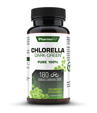Chlorella Dark-Green 180 tabletek - Pomaga zachować witalność organizmu - PHARMOVIT.png