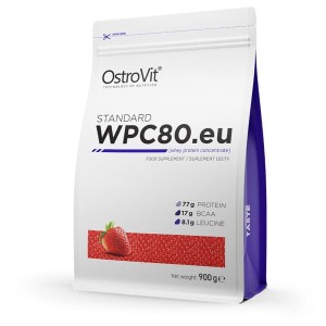 STANDARD WPC80.eu 900 g - koncentrat białka serwatkowego - smak truskawkowy - Ostrovit