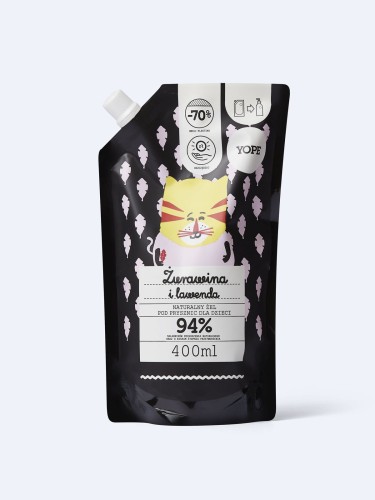 Naturalny żel pod prysznic Refill dla dzieci Żurawina i lawenda - wkład uzupełniający - YOPE.jpg
