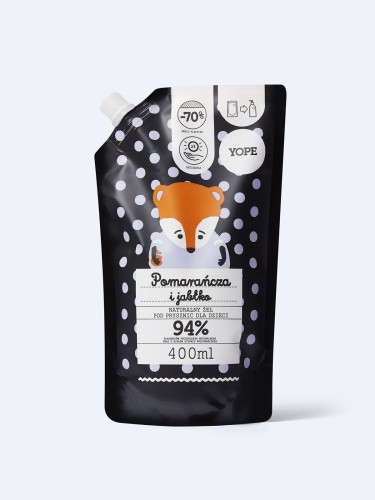 Naturalny żel pod prysznic Refill dla dzieci Pomarańcza i jabłko - wkład uzupełniający - YOPE.jpg