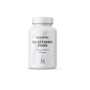 D3-vitamin 125 µg (5000 IU) 90 kapsułek - Naturalna witamina D3 CHOLEKALCYFEROL z lanoliny - HOLISTIC