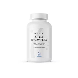 Mega B-komplex 90 kapsułek - Witaminy B12, biotyna, kwas foliowy, witamina B1, B2, B3, B6 - HOLISTIC