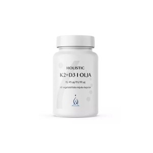 K2+D i kokosolja - Witamina K2 MK-7 MK7, witamina D3, cholekalcyferol, ekologiczny olej kokosowy, witamina D - HOLISTIC