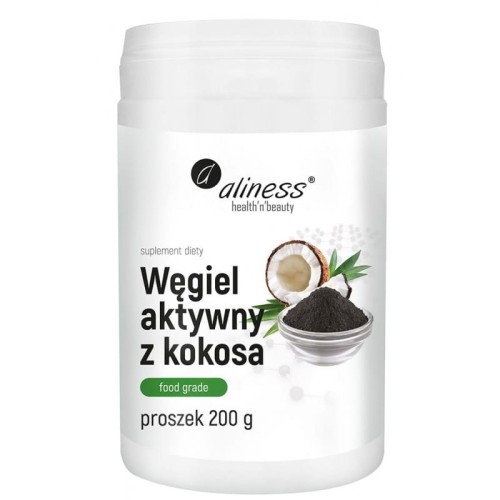 Węgiel aktywny z kokosa Food Grade 200 g - proszek Vege - ALINESS.jpg