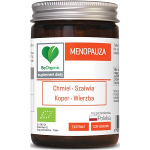 Menopauza 100 tabl - pomaga w utrzymaniu równowagi hormonalnej  - BeOrganic