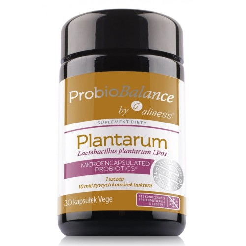 Probiobalance lactobacillus plantarum lp01 - 30 kaps. prebiotyk polisacharyd fibregum babka lancetowata - ALINESS.jpg