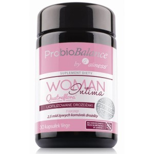 ProbioBalance woman intima quatreflora 2,5 mld 30 kaps.  saccharomyces cerevisiae prebiotyk - polisacharyd fibregum - ALINESS