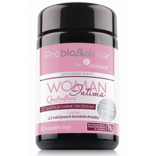 ProbioBalance woman intima quatreflora 2,5 mld 30 kaps. saccharomyces cerevisiae prebiotyk - polisacharyd fibregum - ALINESS.jpg