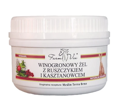 Żel winogronowy z Ruszczykiem i Kasztanowcem 600 ml - Polecany w przypadku obrzęków kończyn dolnych - FARM-VIX (NM).jpg