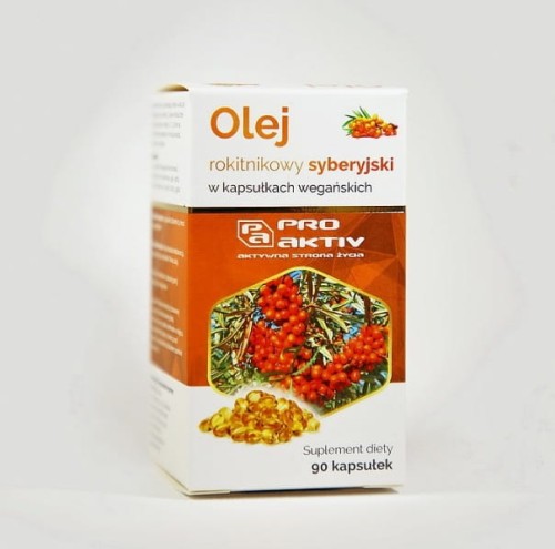 Olej rokitnikowy syberyjski 90 kapsułek, 400 mg - Bogactwo kwasów omega 3,6,7,9 - PRO AKTIV.jpg
