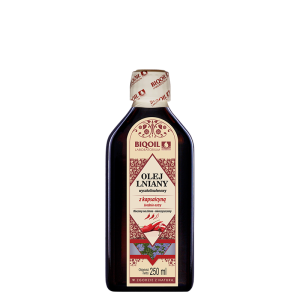 Olej lniany z kapsaicyną - średnio ostry tłoczony na zimno OmegaLen 250 ml - BIOOIL