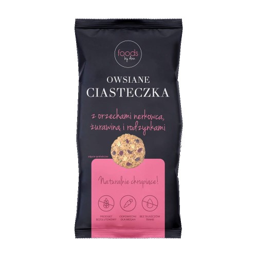 Ciasteczka owsiane z nerkowcami, żurawiną i rodzynkami - Foods by Ann.jpg