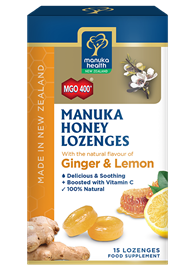 Cukierki z Miodem Manuka MGO™ 400+ i witaminą C, o smaku imbirowo-cytrynowym, suplement diety.jpg